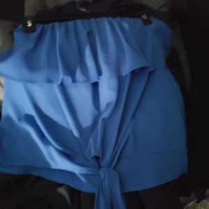 Blue strapless top
